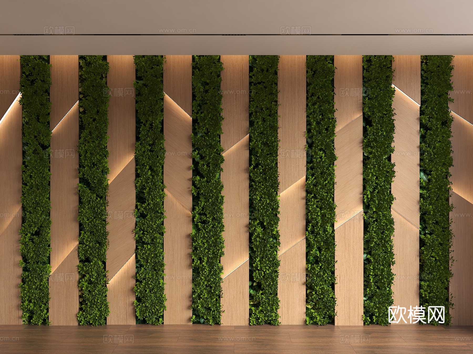 现代实木背景墙 植物墙 植物背景墙 绿植背景墙 客厅背景墙su模型