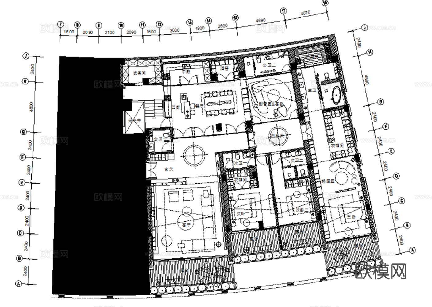 10套现代简约轻奢样板间别墅复式大平层CAD施工图附效果图cad施工图