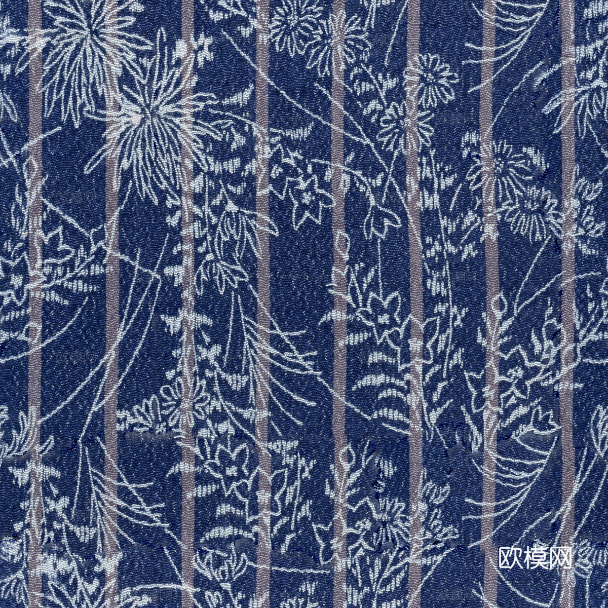 复古蓝印花传统蓝色印染印花布纹3