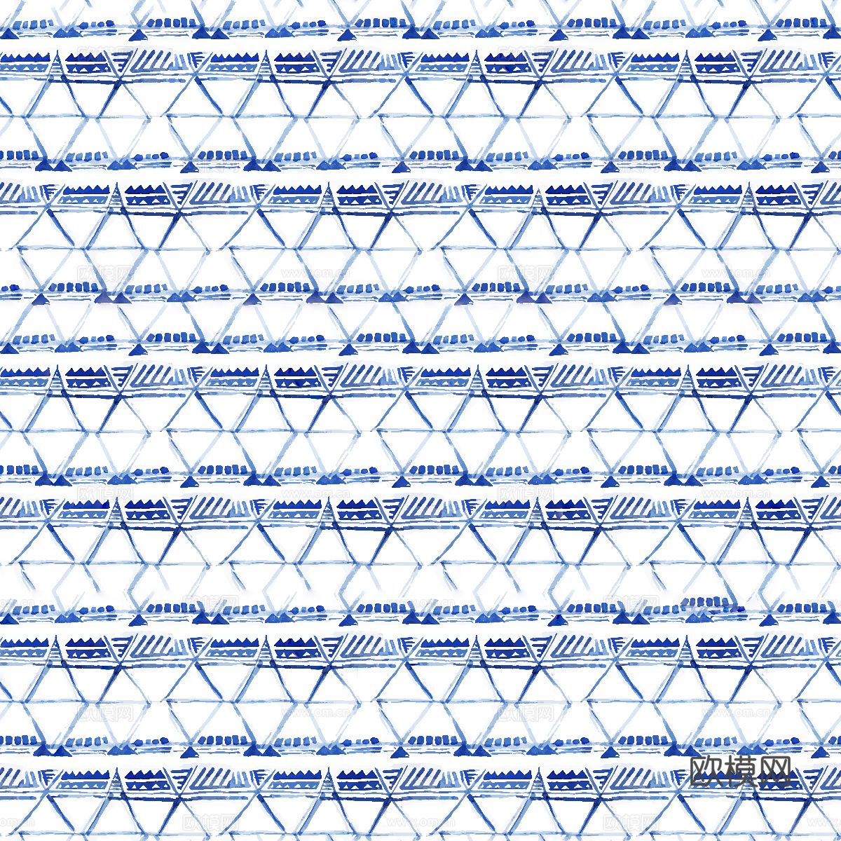 手绘蓝色水彩蜡染扎染印花布纹31