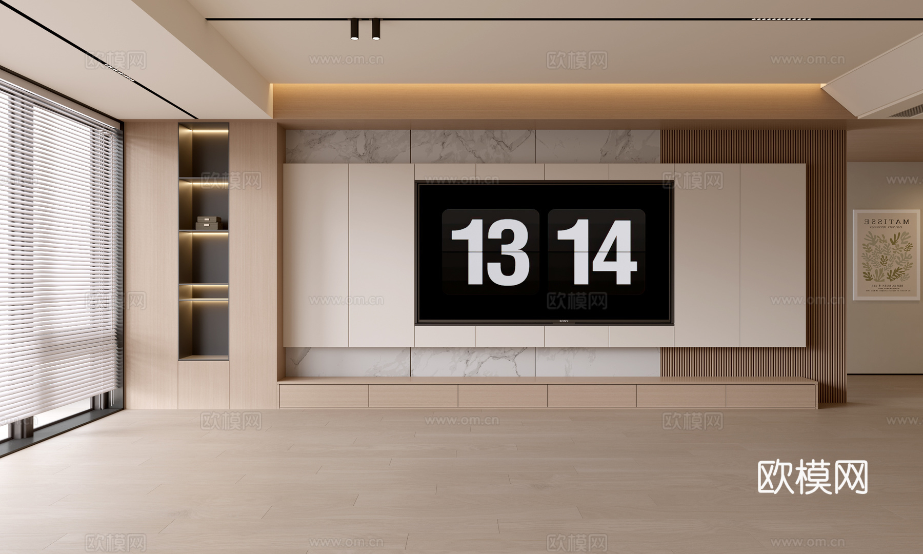 现代客厅 奶油客厅 电视背景墙 客厅背景 奶油风背景墙su模型