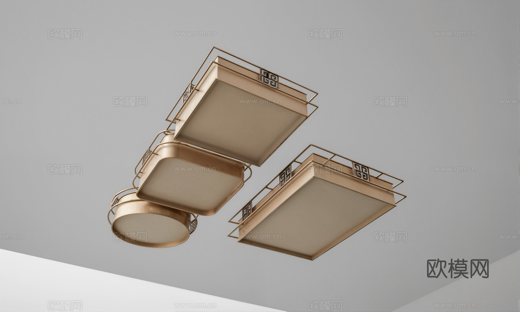 现代新中式吸顶灯su模型