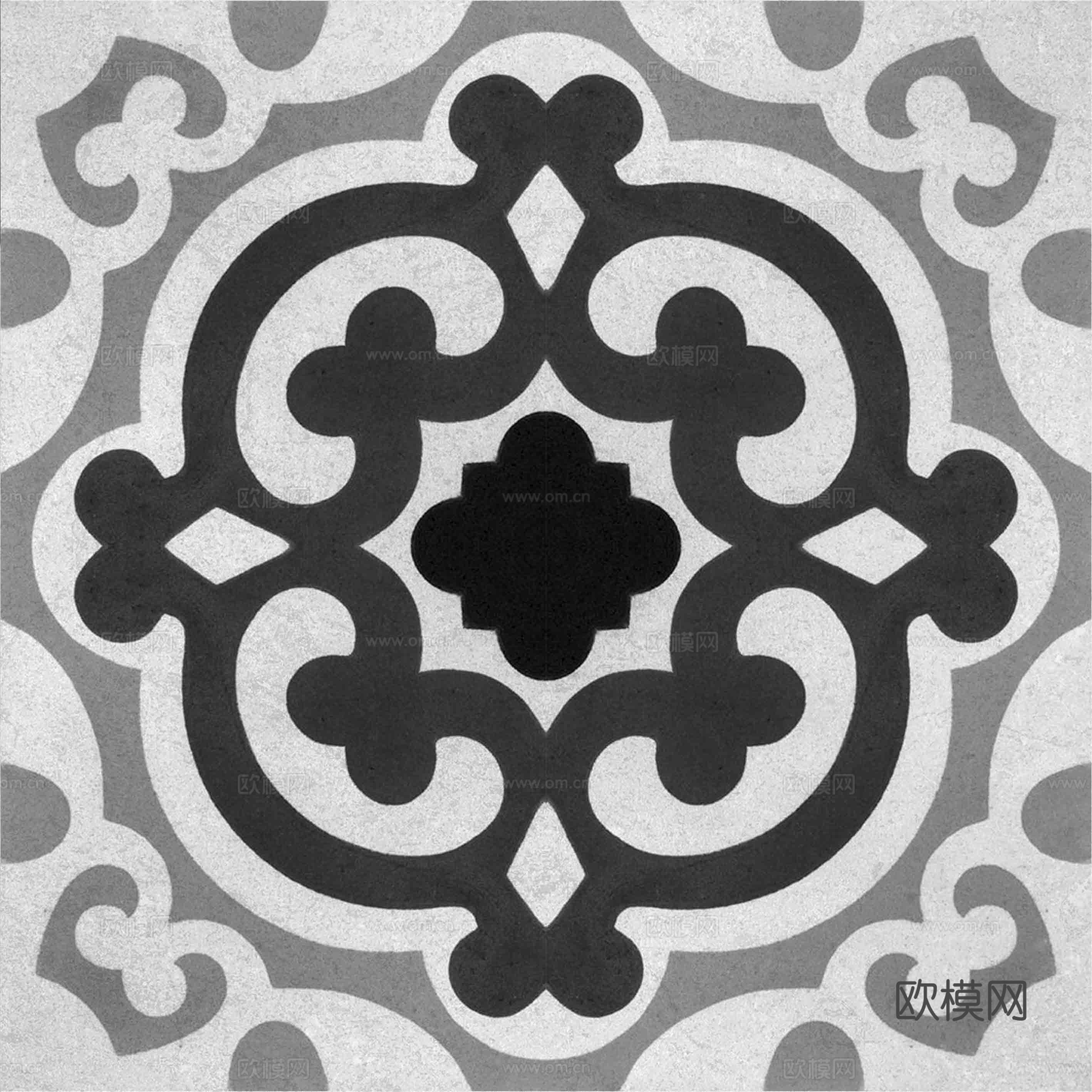 复古风格黑白几何花纹瓷砖