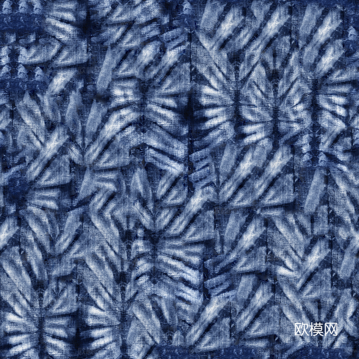 蓝色手工蜡染扎染布纹30