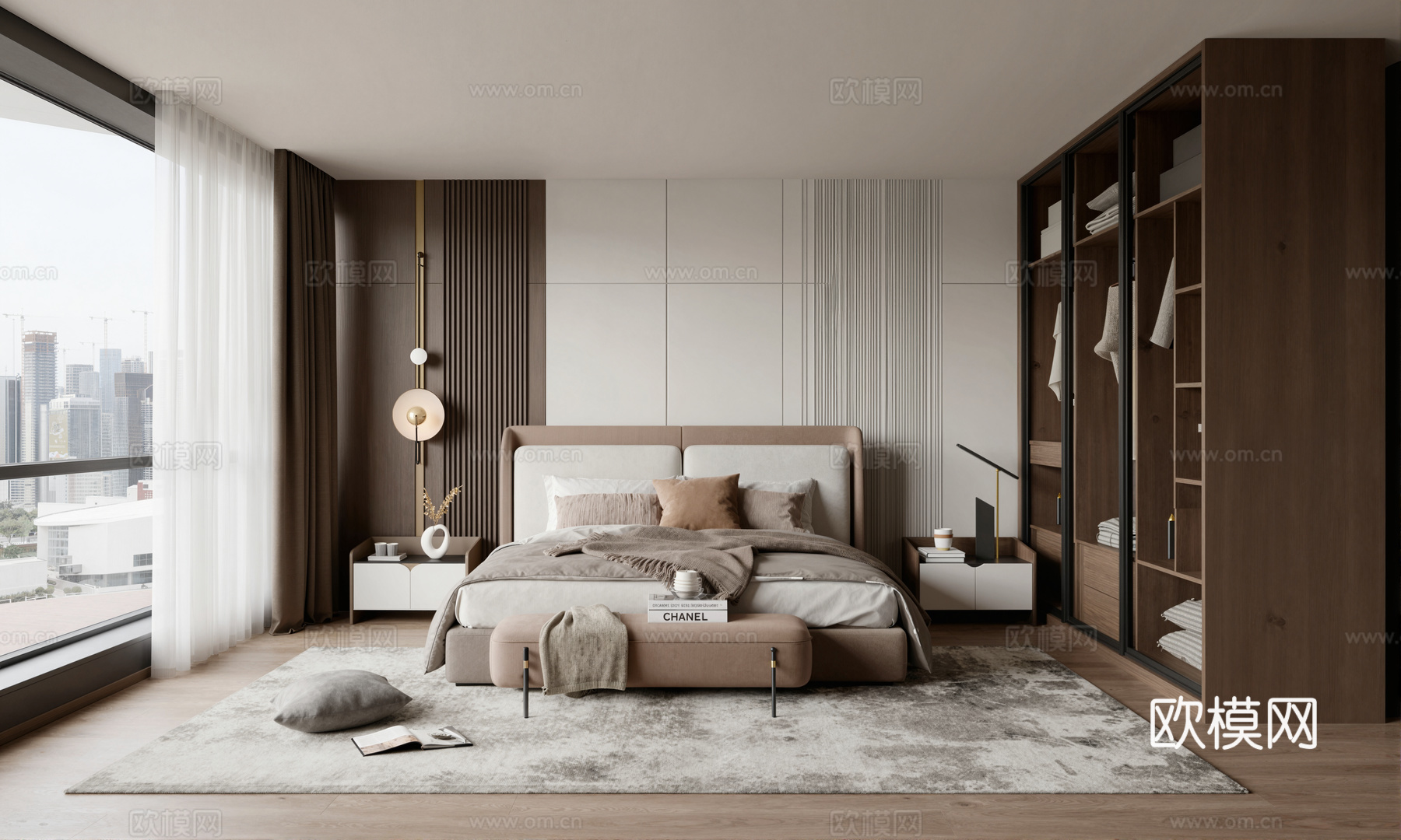 现代卧室su模型