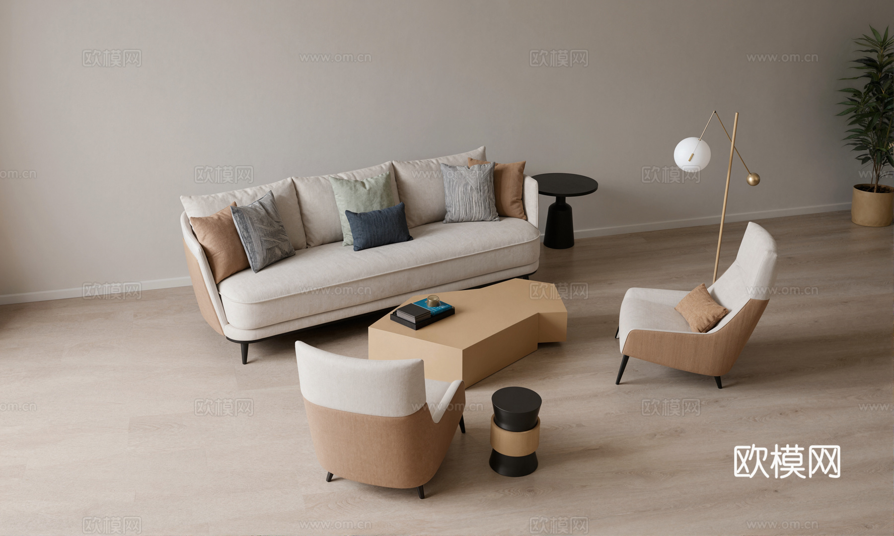 现代沙发组合su模型