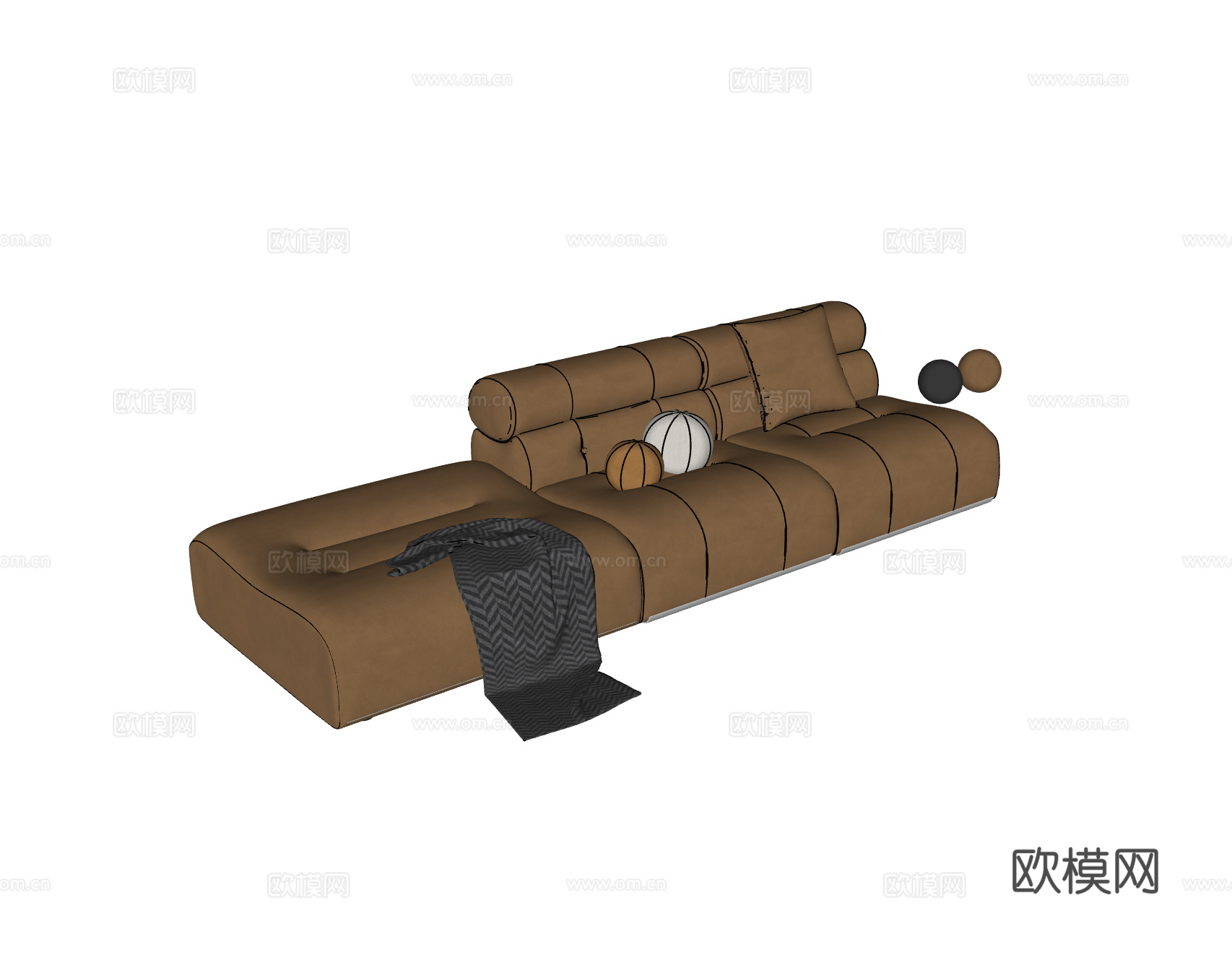 MINOTTI Coupe Module现代三人沙发 皮革su模型