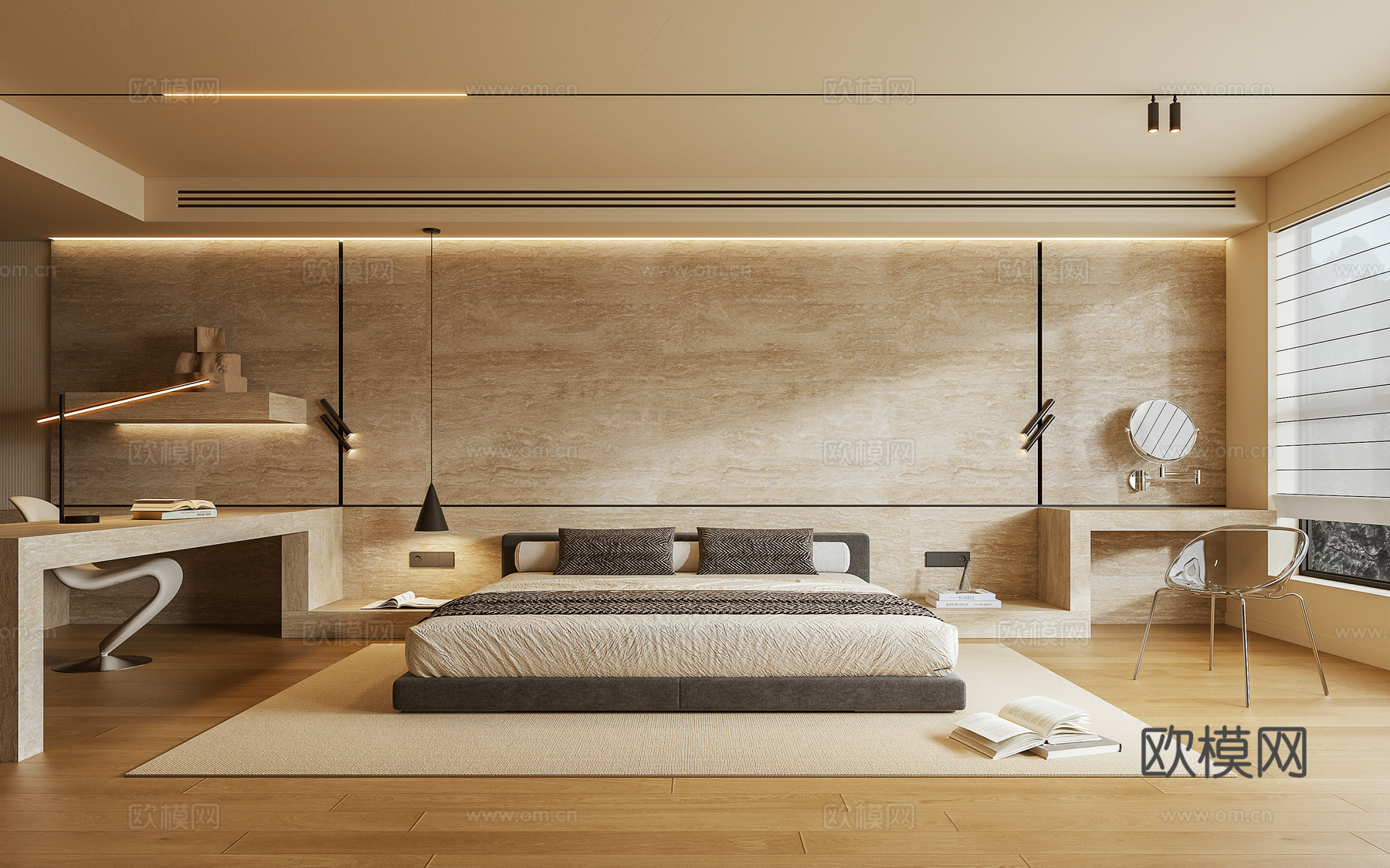 卧室 主卧 摆件 椅子 书籍3d模型下载