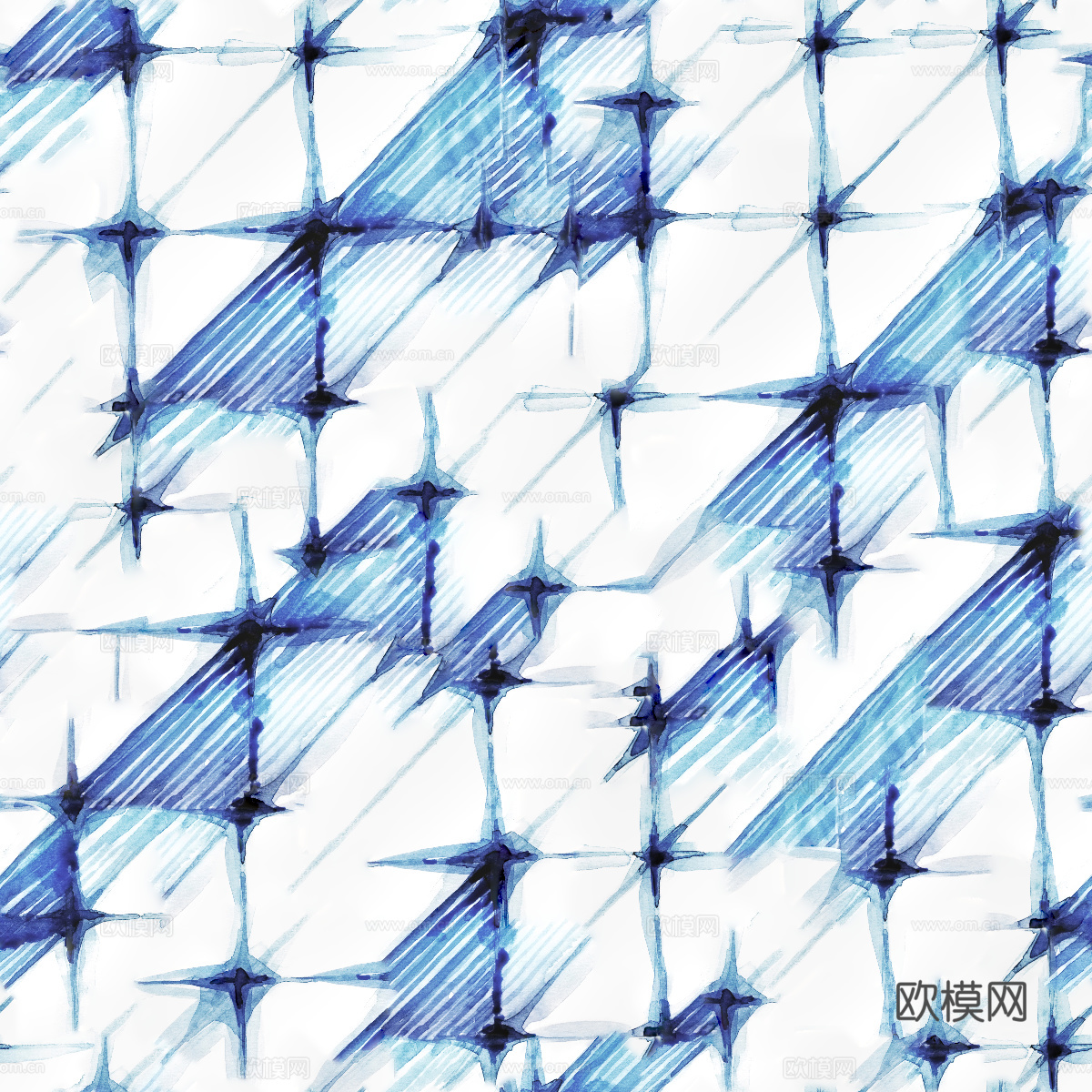 青色靛蓝水彩扎染蜡染布纹纹理33