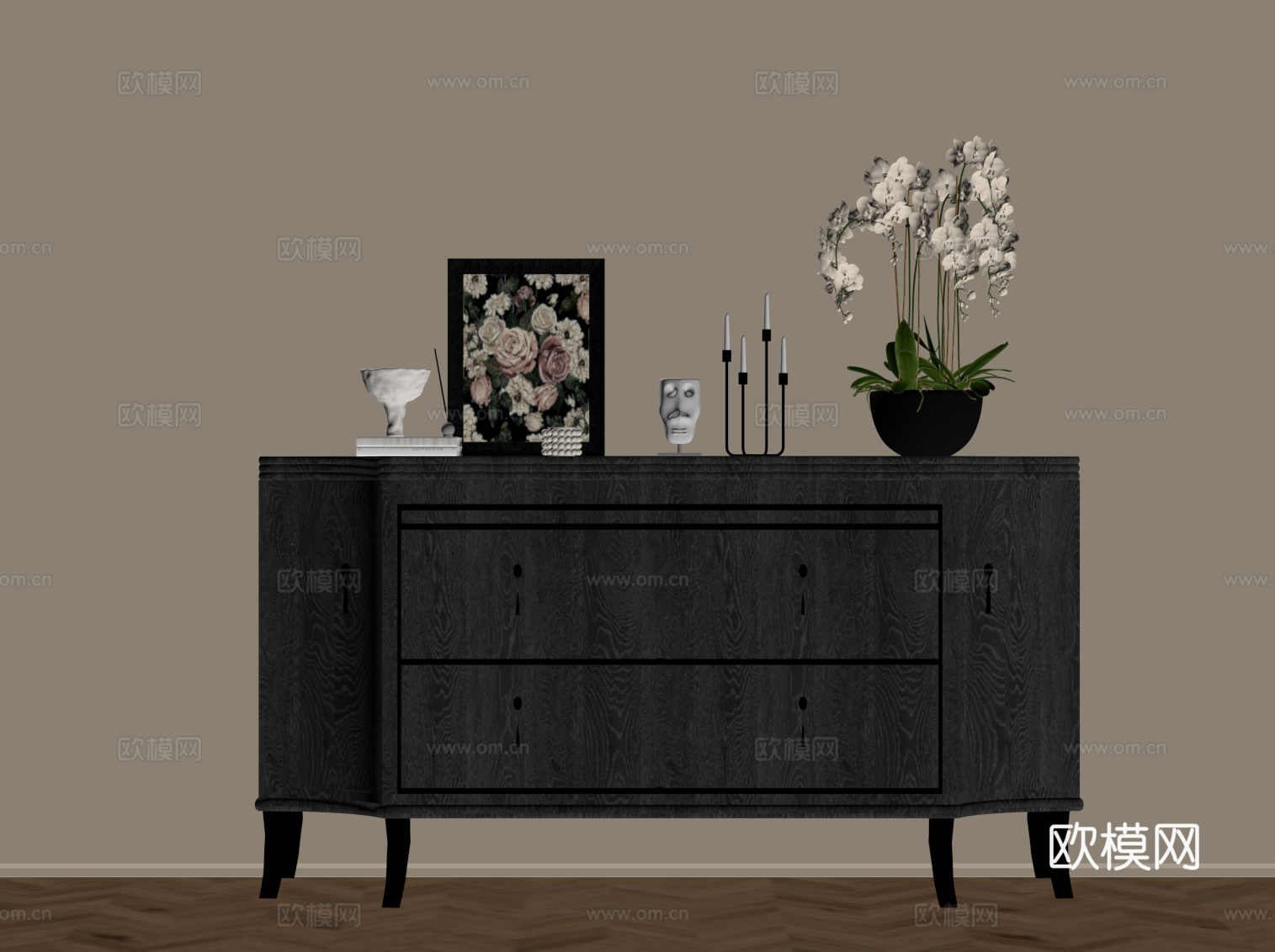 法式玄关柜 边柜su模型