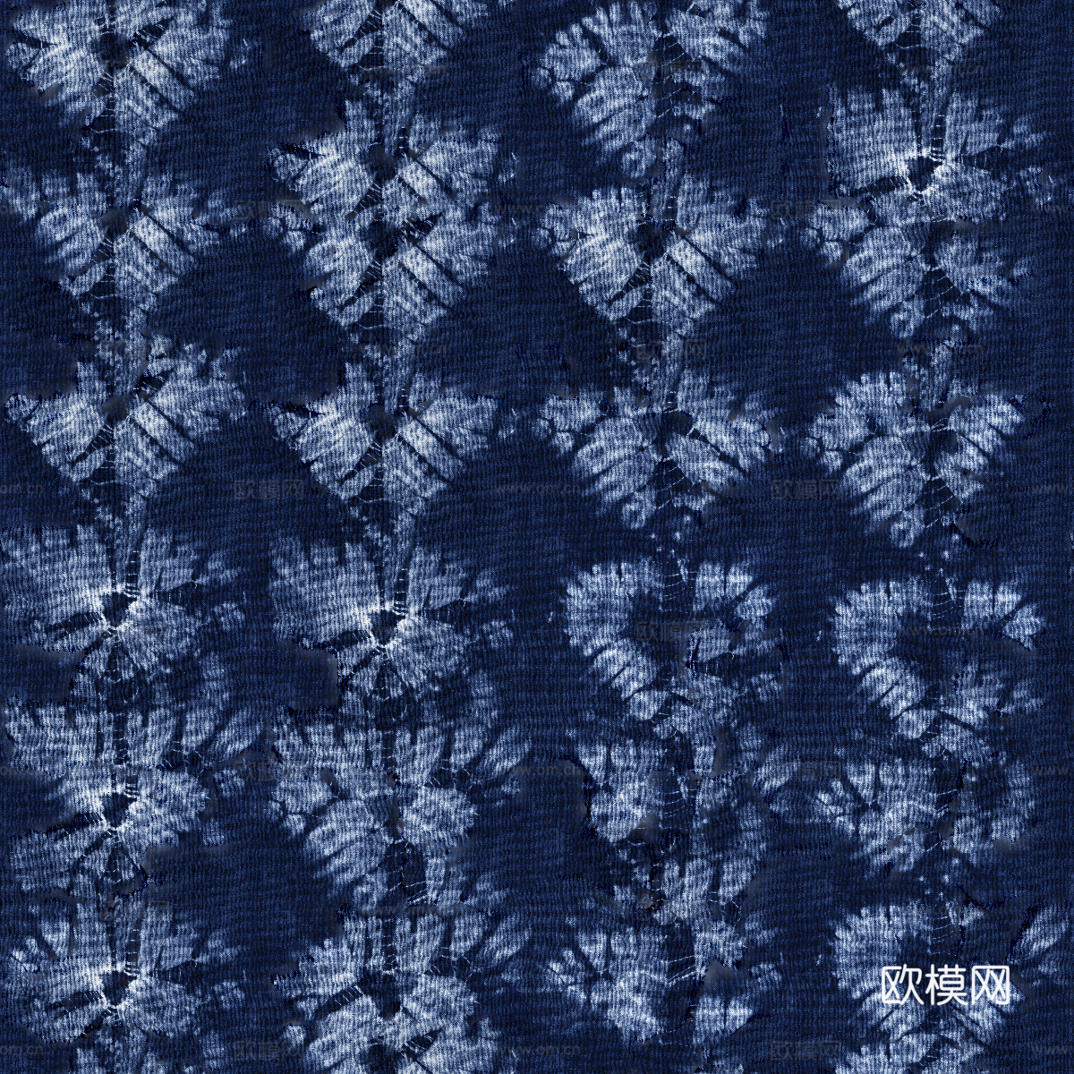 蓝色手工蜡染扎染布纹34