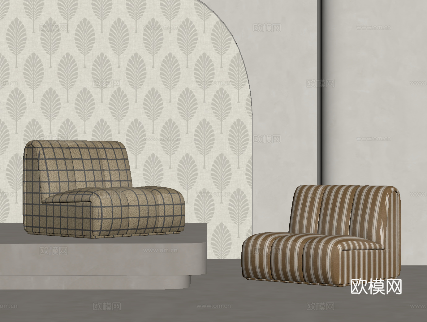 法式复古单人沙发 懒人沙发 休闲沙发su模型