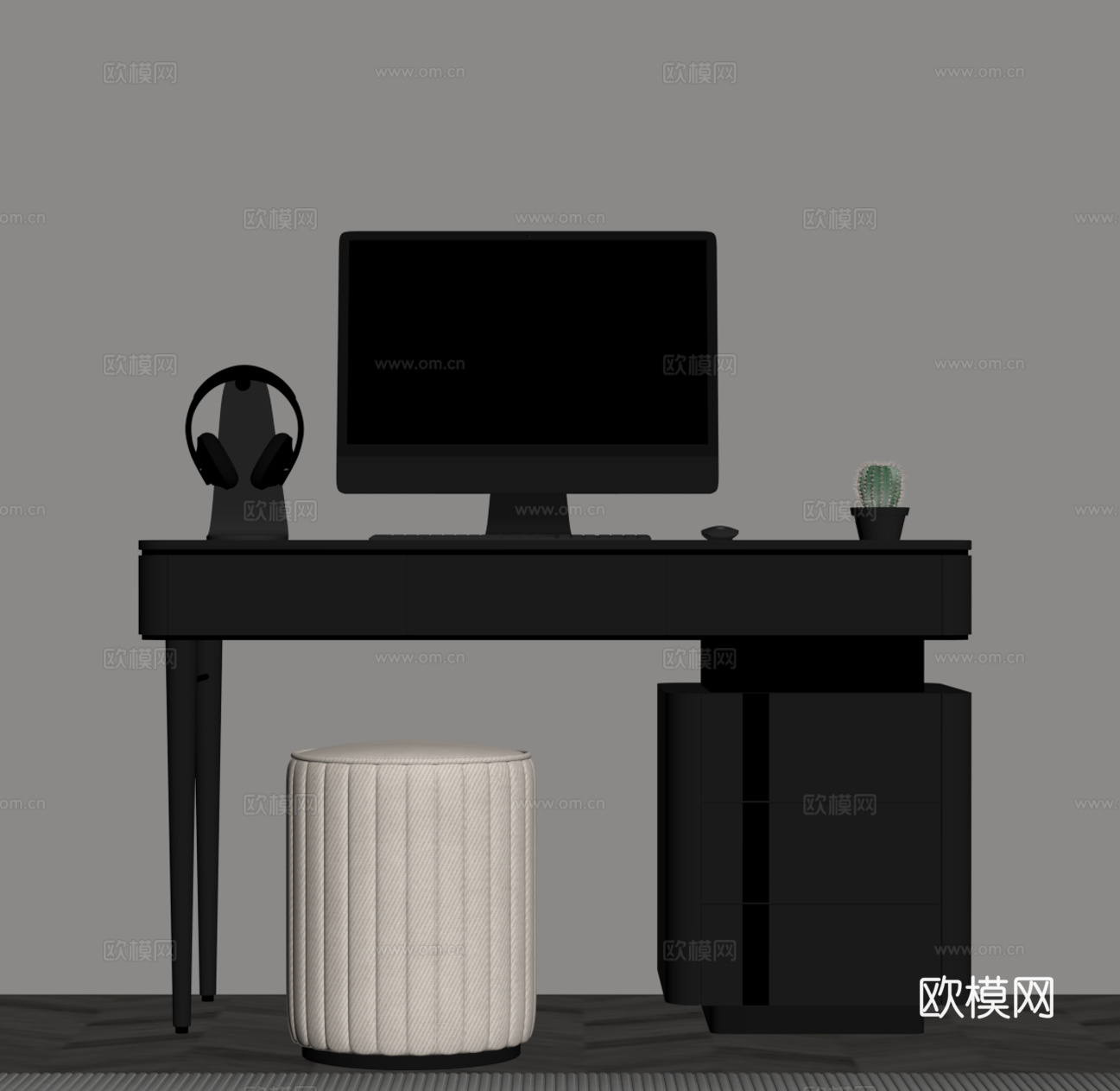 现代意式书桌 学习桌su模型