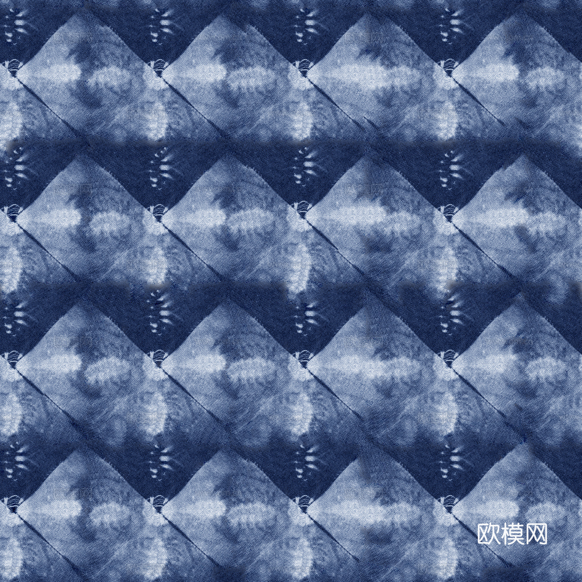 蓝色手工蜡染扎染布纹54