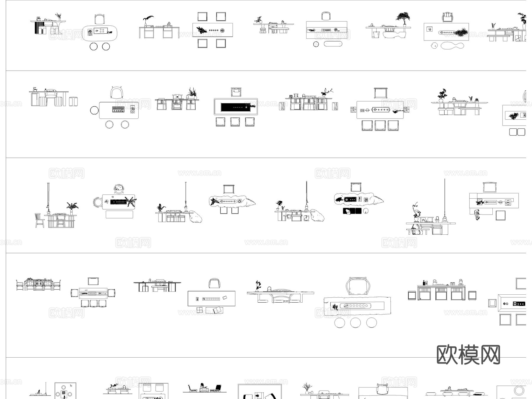 2026年最新新中式茶桌椅组合CAD图库CAD茶桌CAD椅子cad施工图cad施工图