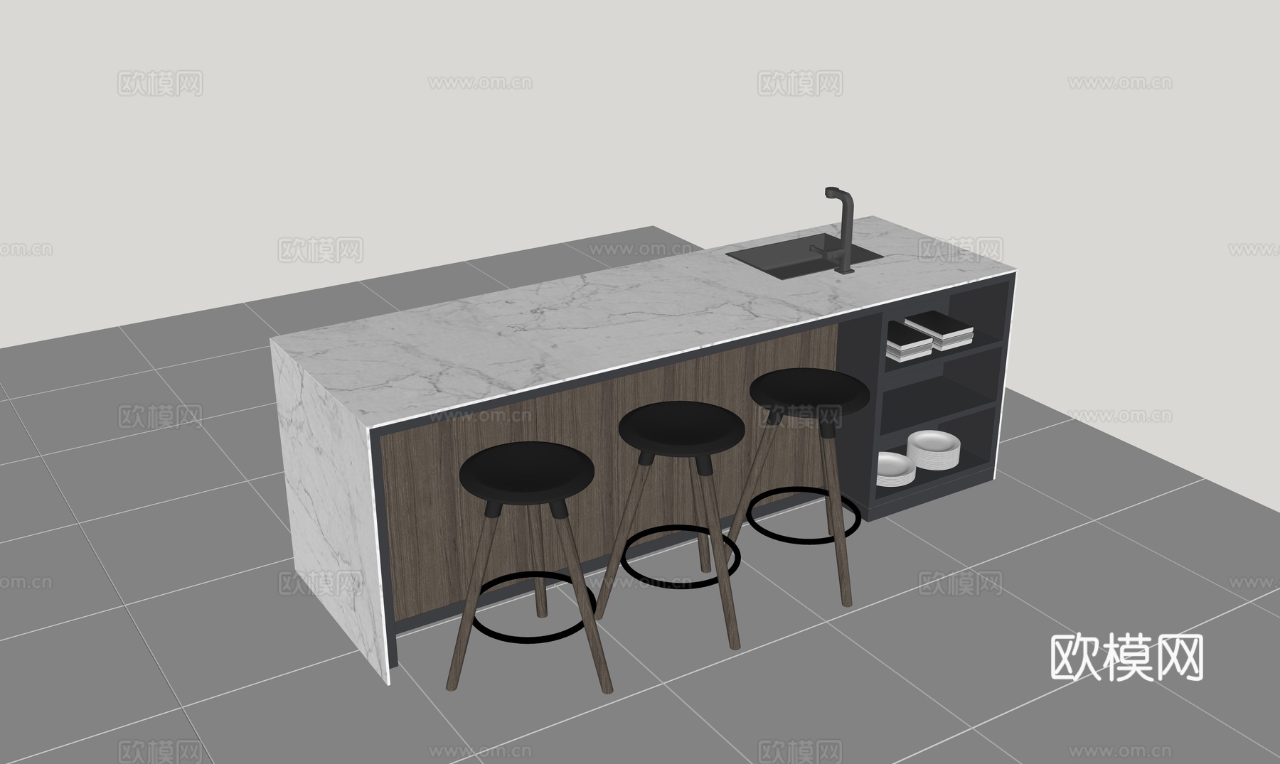 现代水吧区su模型下载（渲染图2）