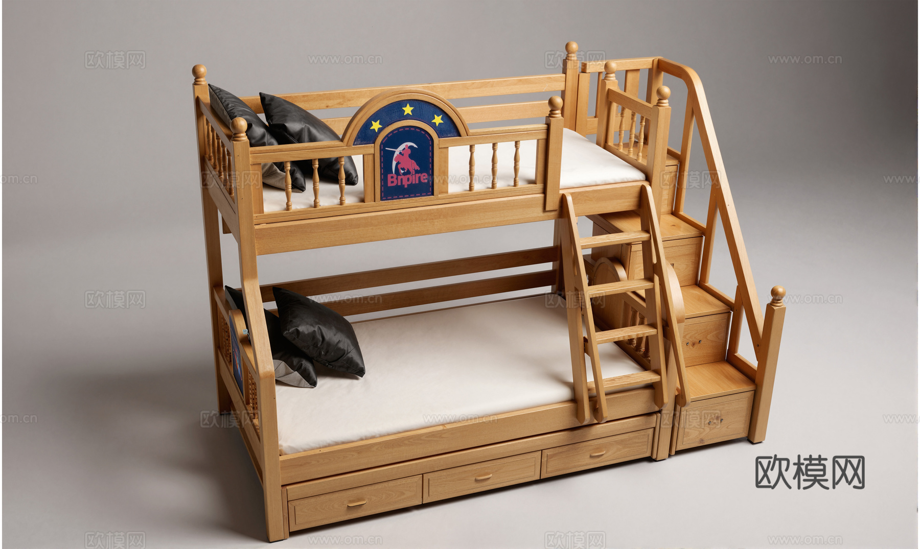木质高低上下床su模型