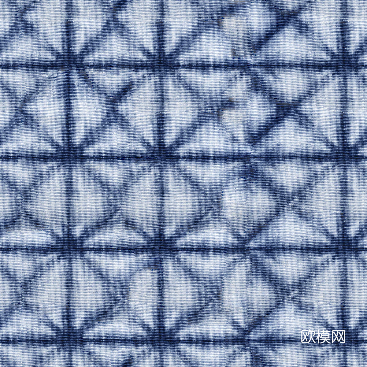 蓝色手工蜡染扎染布纹58