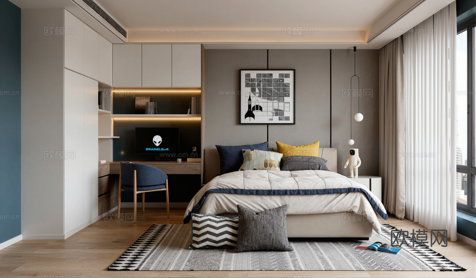 现代卧室su模型