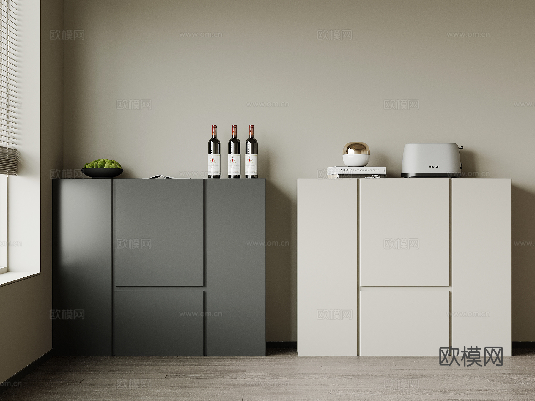 现代餐边柜 边柜su模型