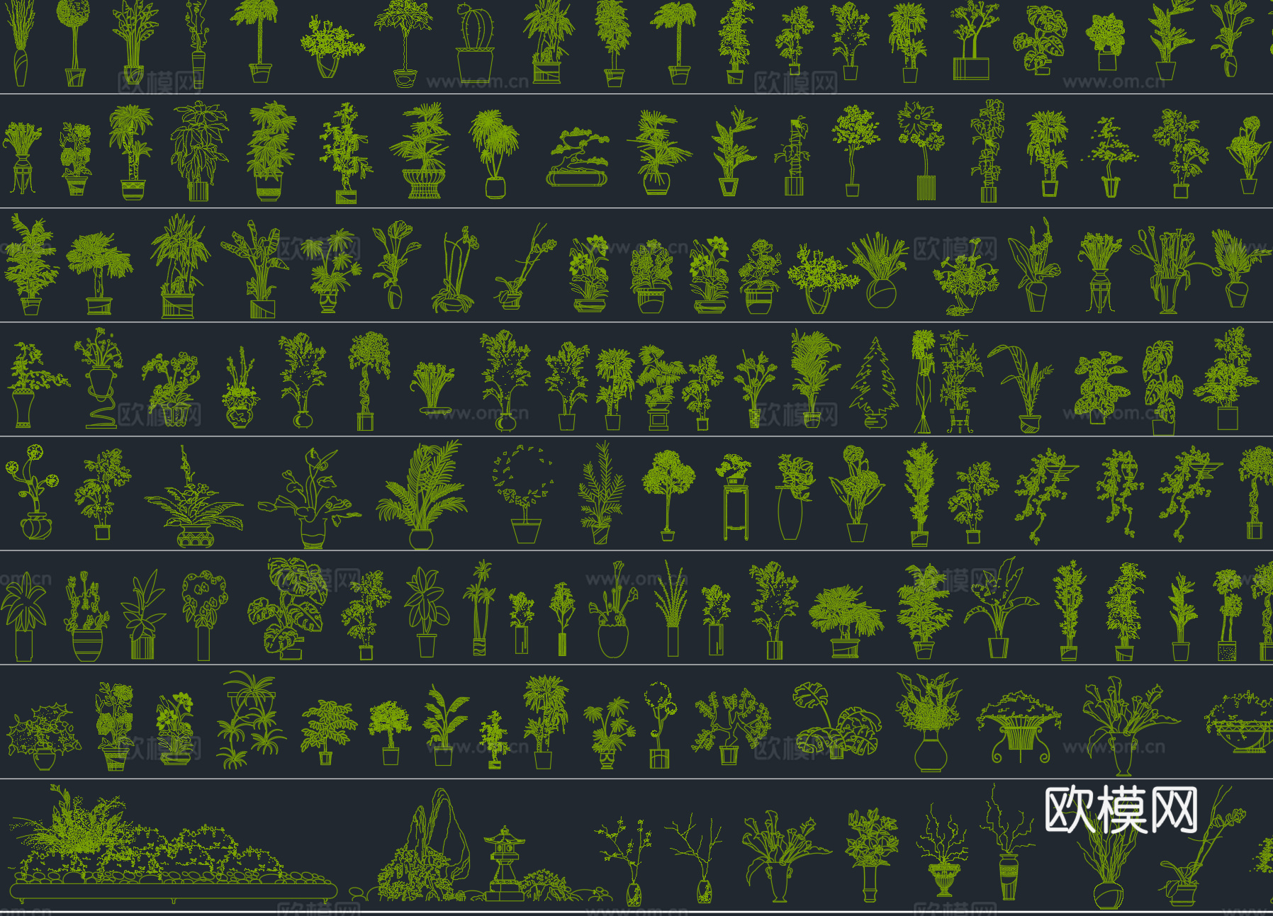 2026年最新盆栽植物立面绿植装饰摆件CAD图库cad施工图