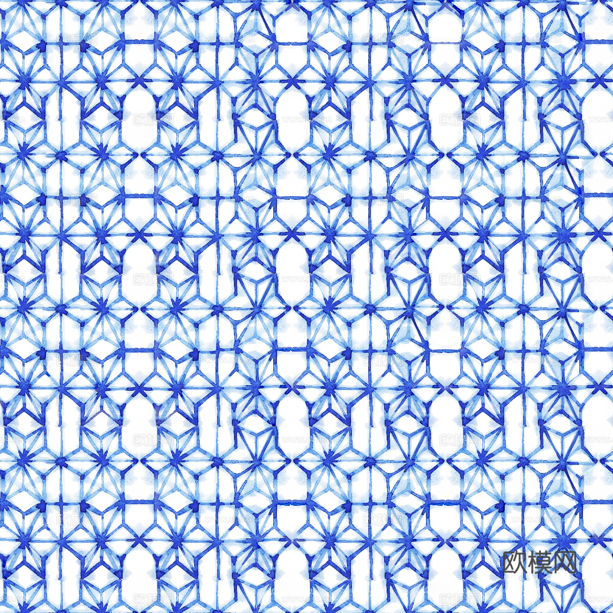 青色靛蓝水彩扎染蜡染布纹纹理7