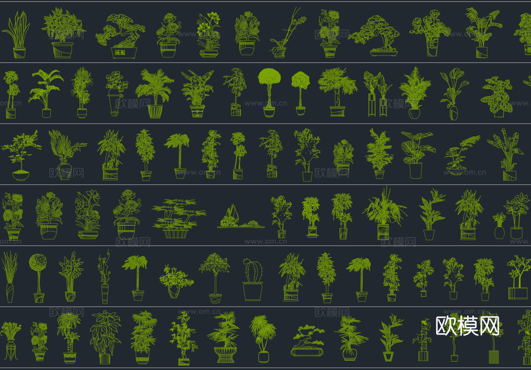 2026年最新盆栽植物立面绿植装饰摆件CAD图库cad施工图