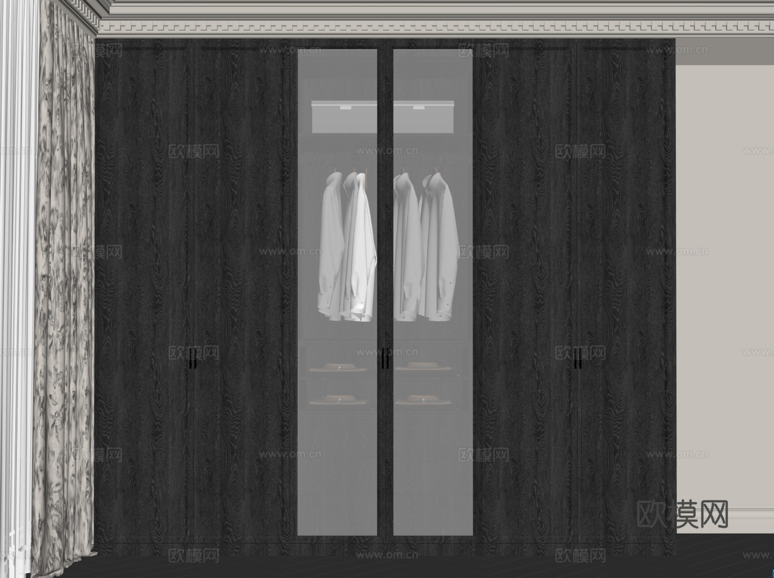 法式衣柜 成品衣柜su模型