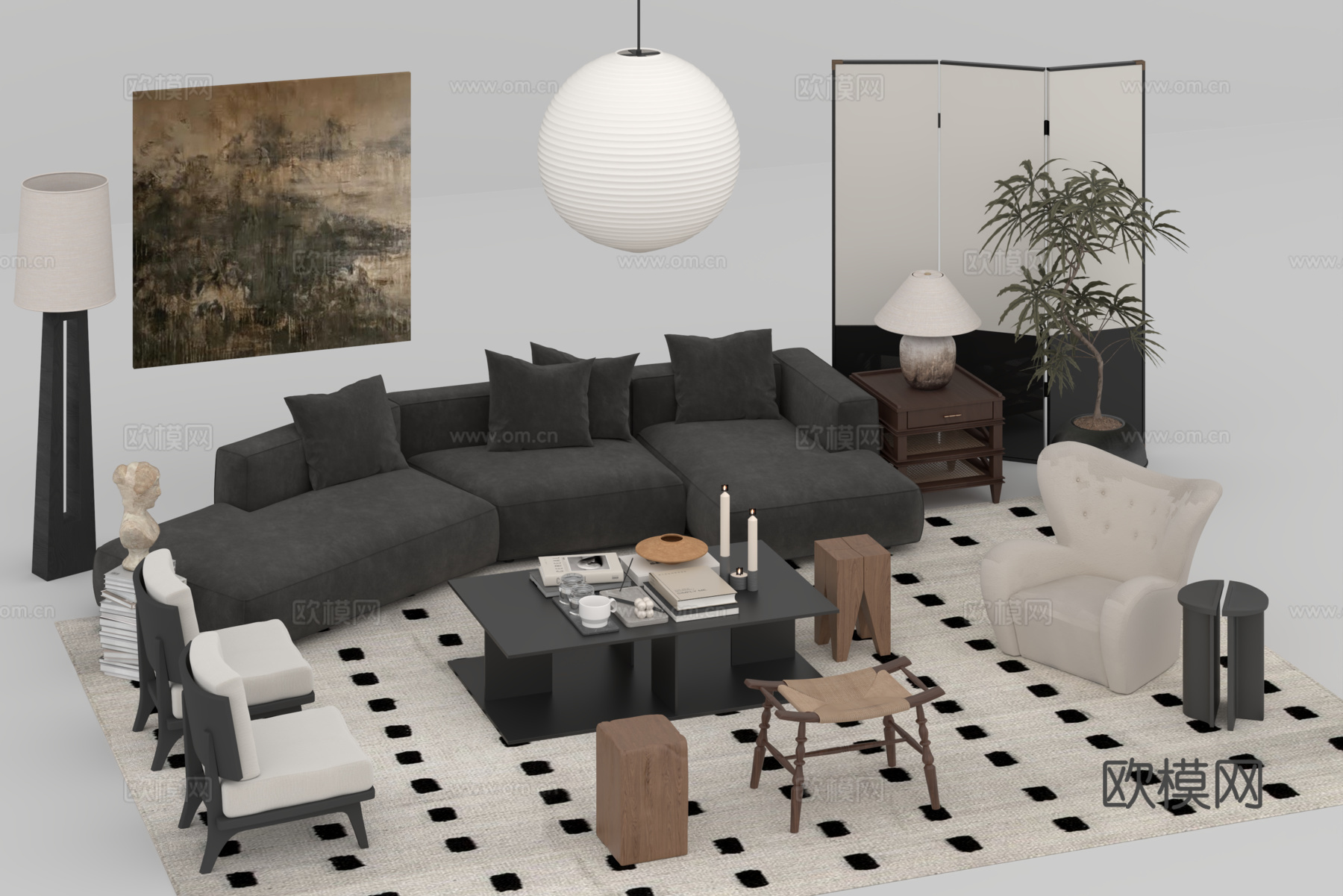 沙发组合3d模型下载