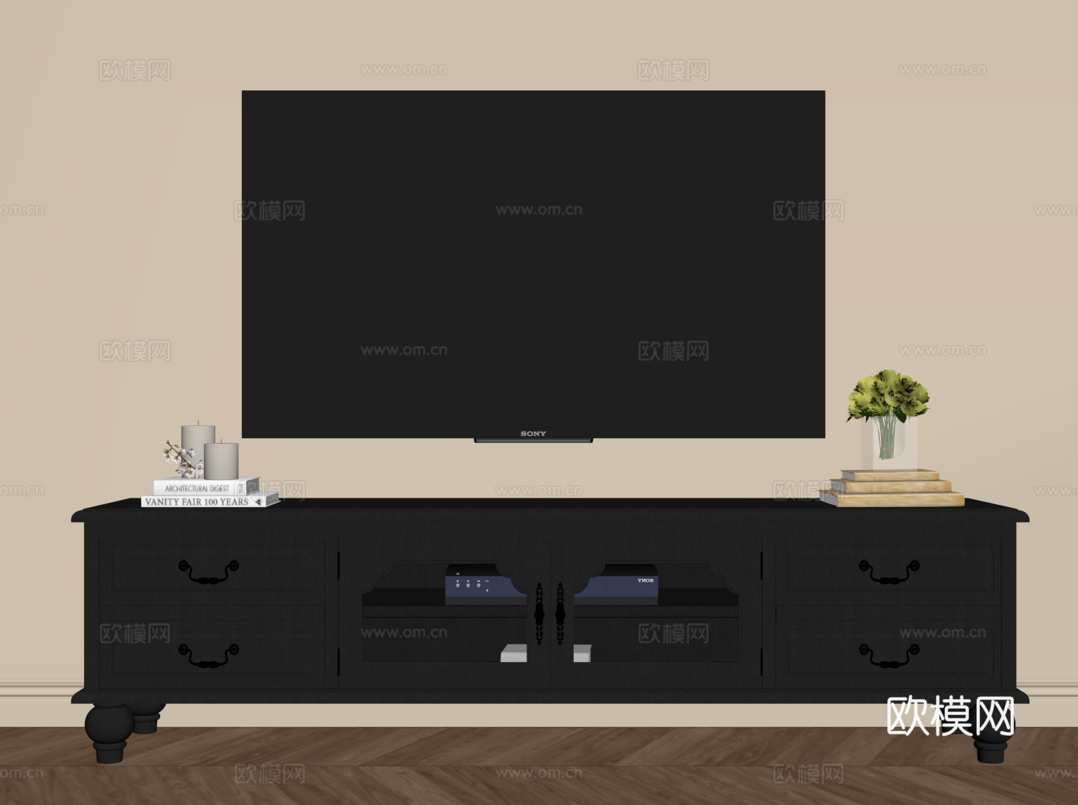 法式复古电视柜 边柜su模型
