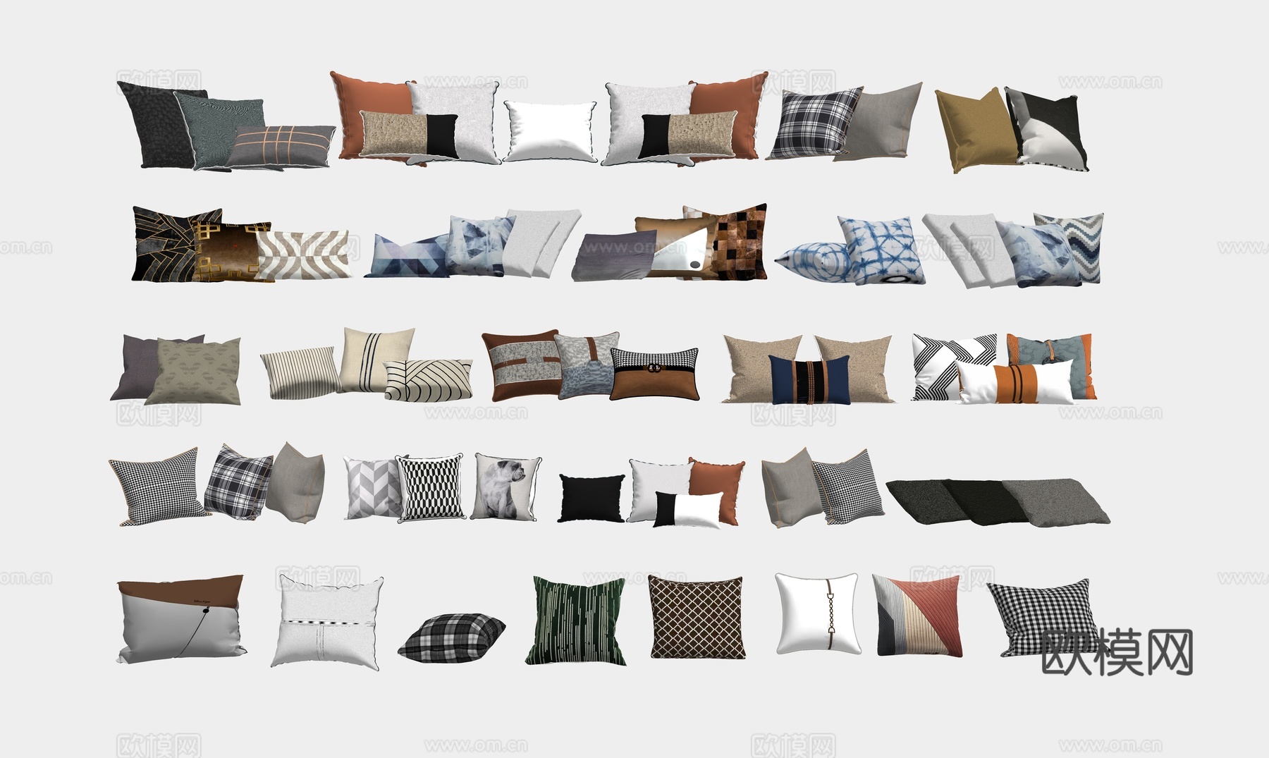 轻奢抱枕 简约抱枕 轻奢靠枕 布艺抱枕su模型