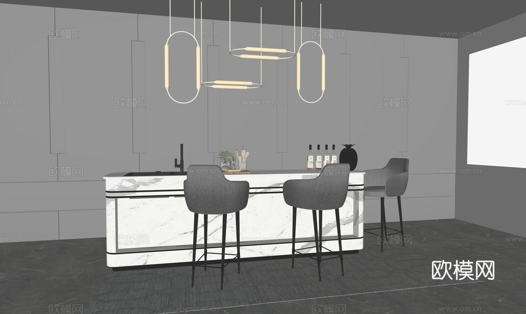 现代水吧区su模型下载（渲染图2）