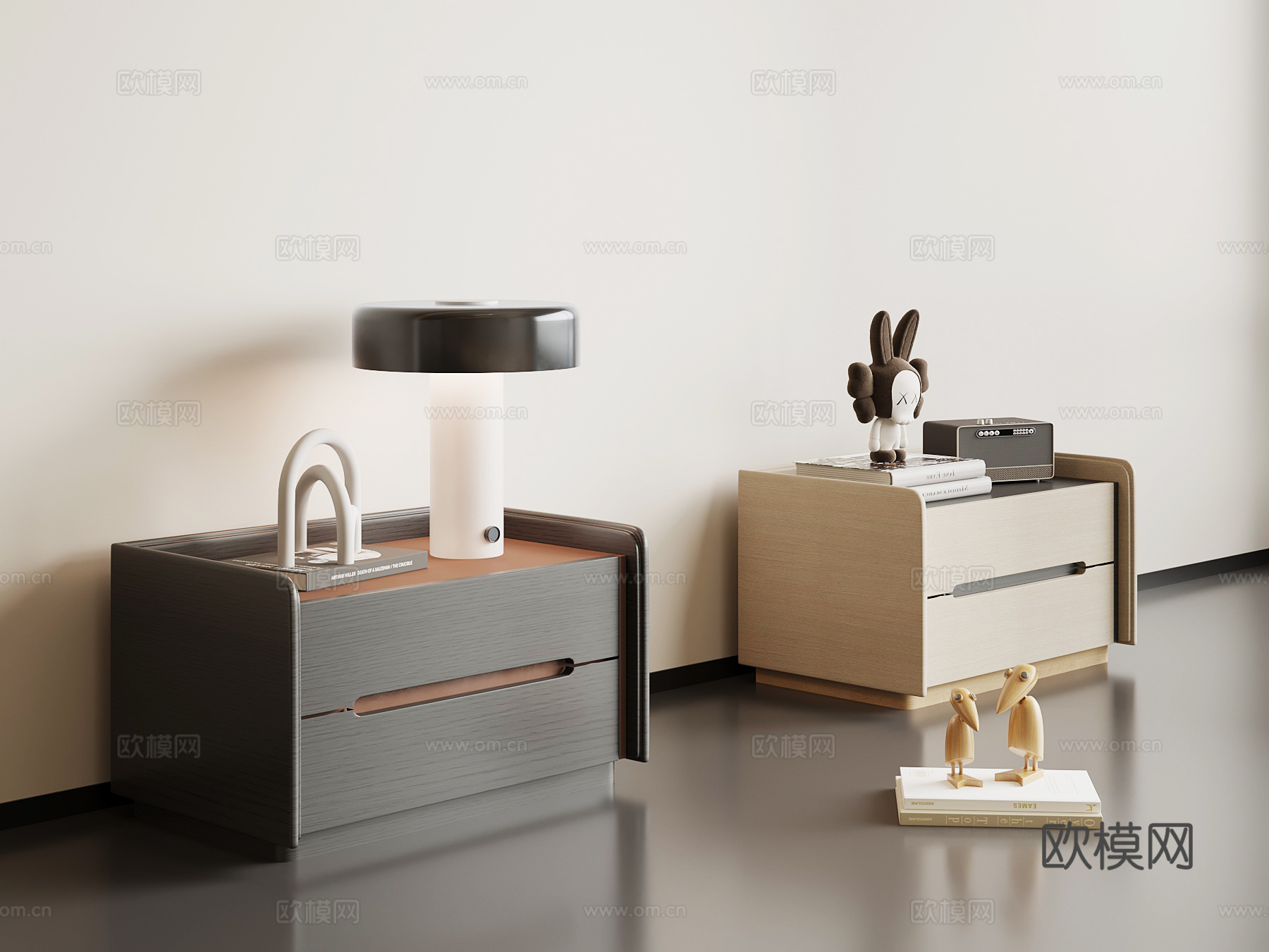 现代意式床头柜su模型