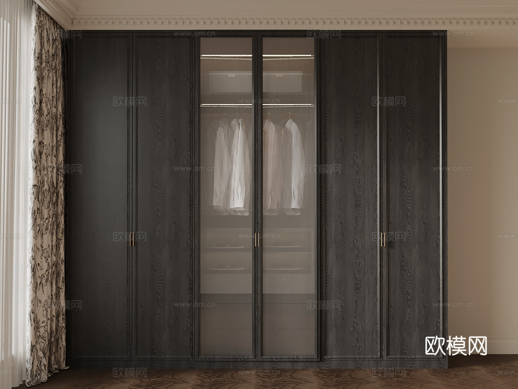 法式衣柜 成品衣柜su模型