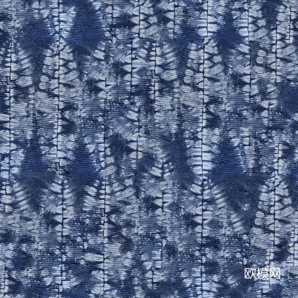 蓝色手工蜡染扎染布纹9