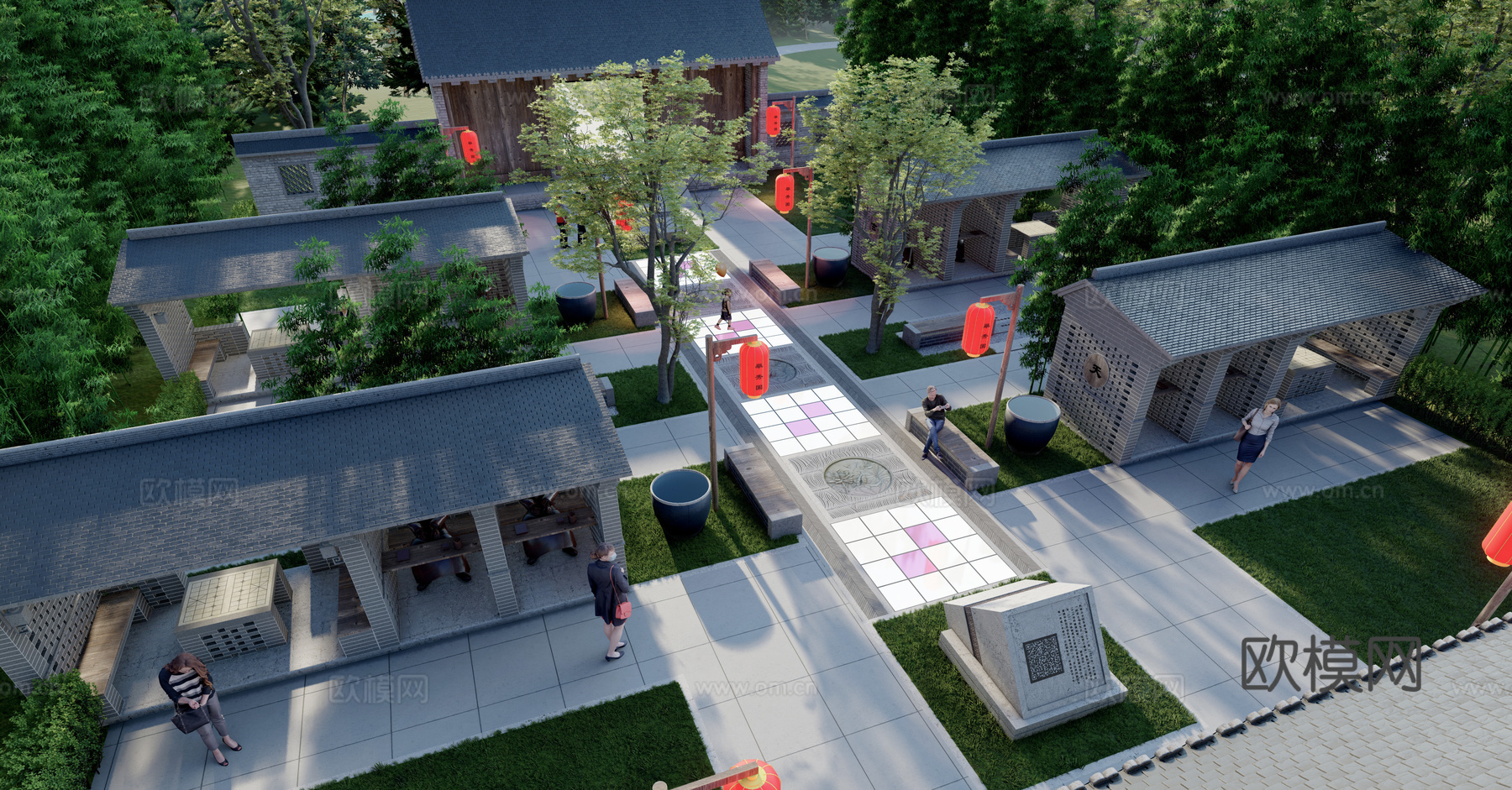 中式景观公园 贡院游园 历史文化馆 展览馆 科举 研学su模型