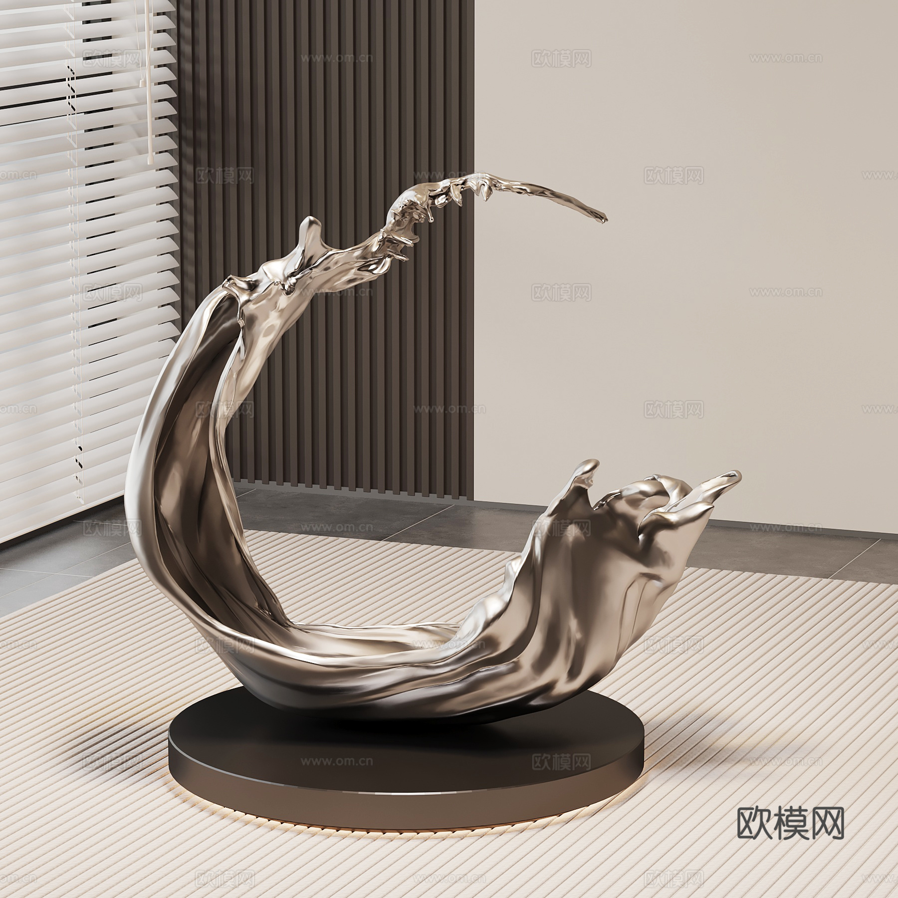 现代落地雕塑 金属雕塑su模型