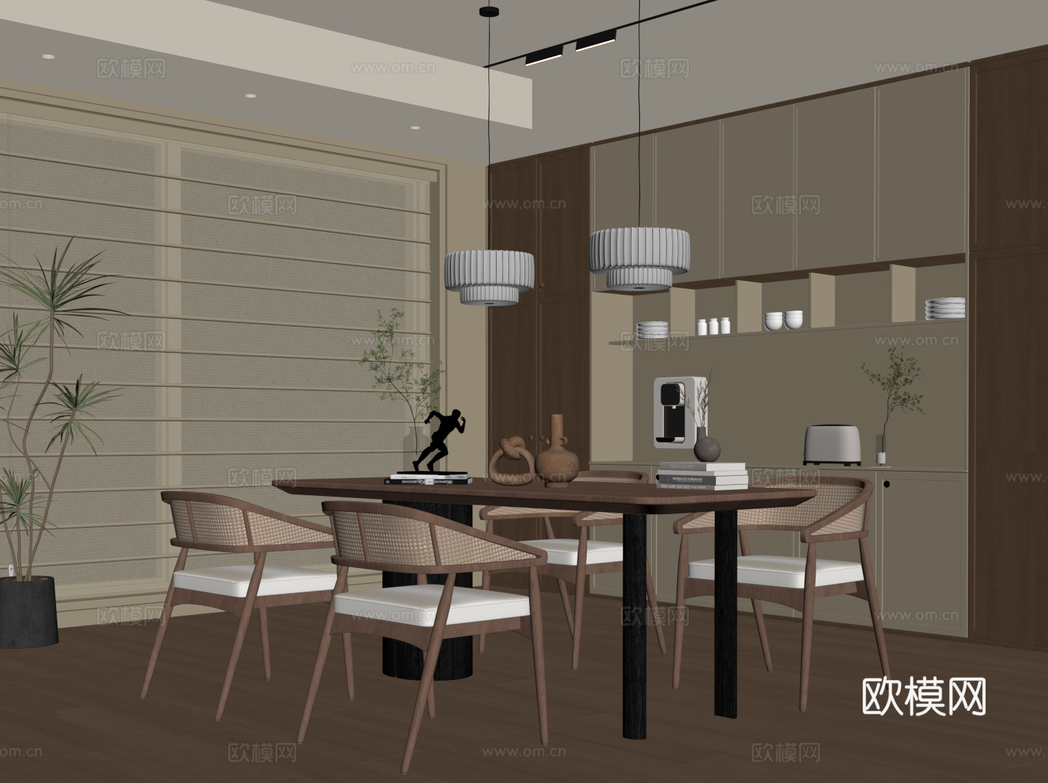 中古风餐厅su模型