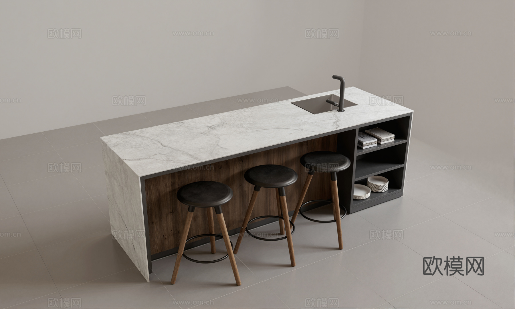 现代水吧区su模型下载（渲染图1）