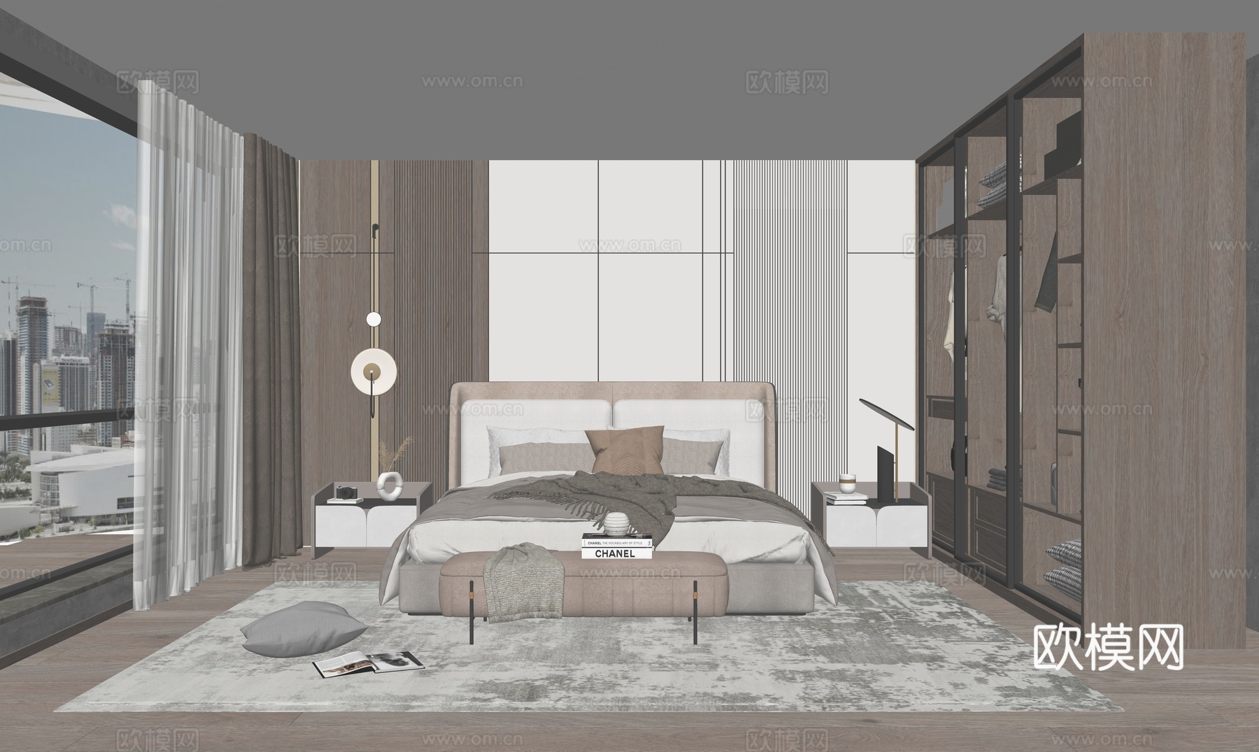 现代卧室su模型
