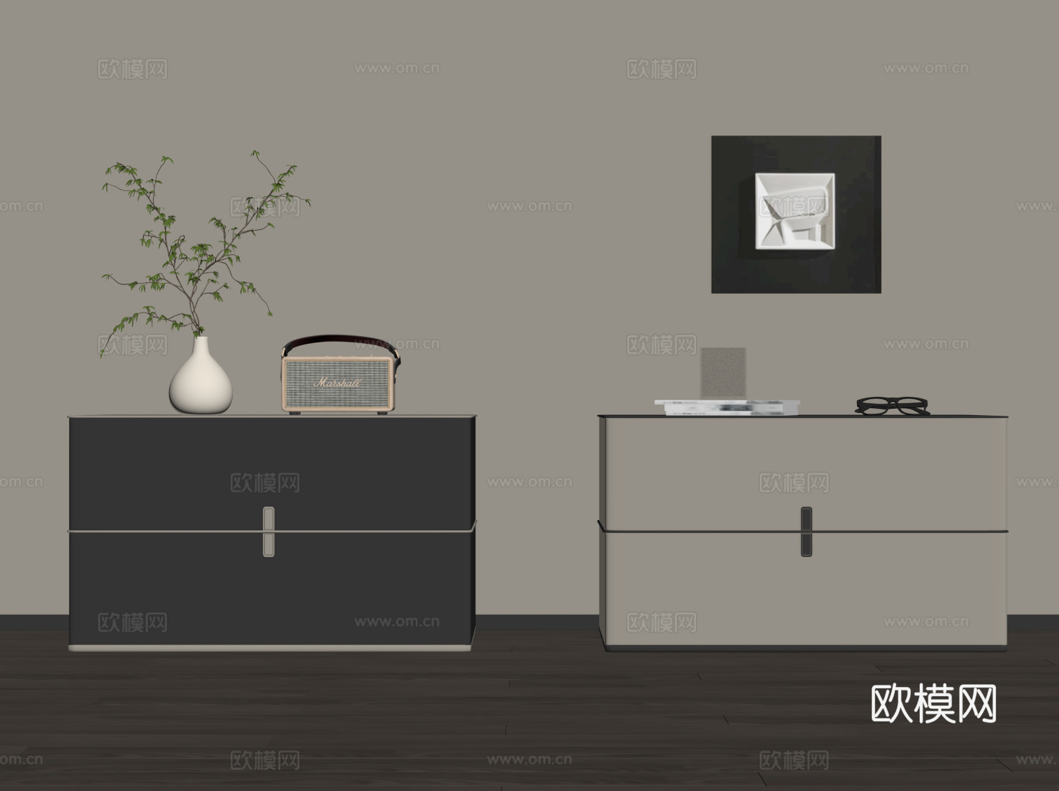 现代床头柜 极简床头柜su模型