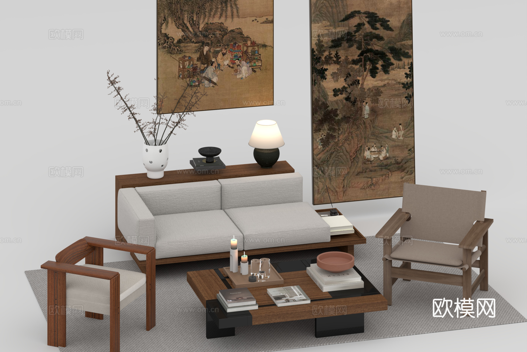 沙发组合3d模型下载