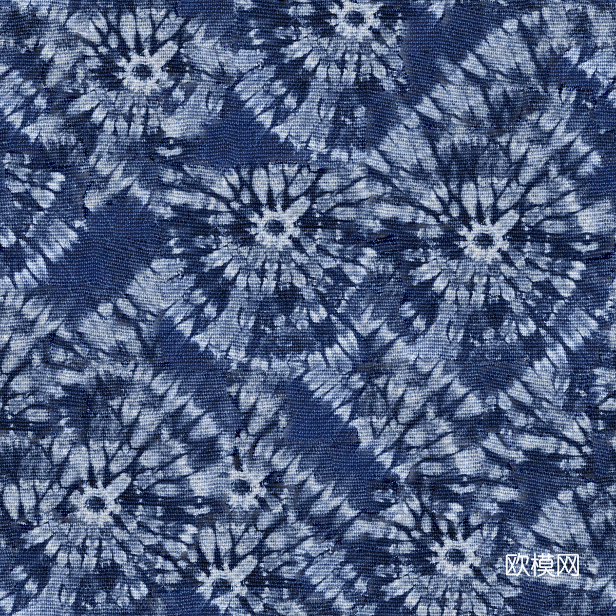 蓝色手工蜡染扎染布纹11