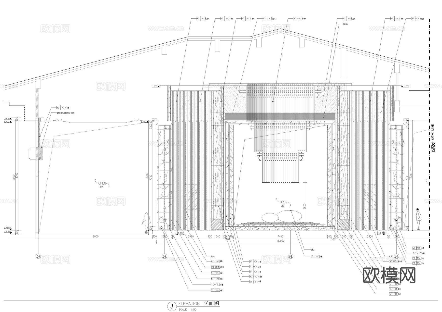 酒店大堂1F施工图cad施工图下载（渲染图5）