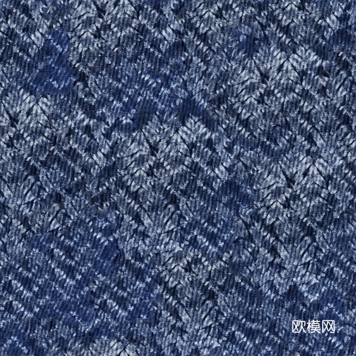蓝色手工蜡染扎染布纹2