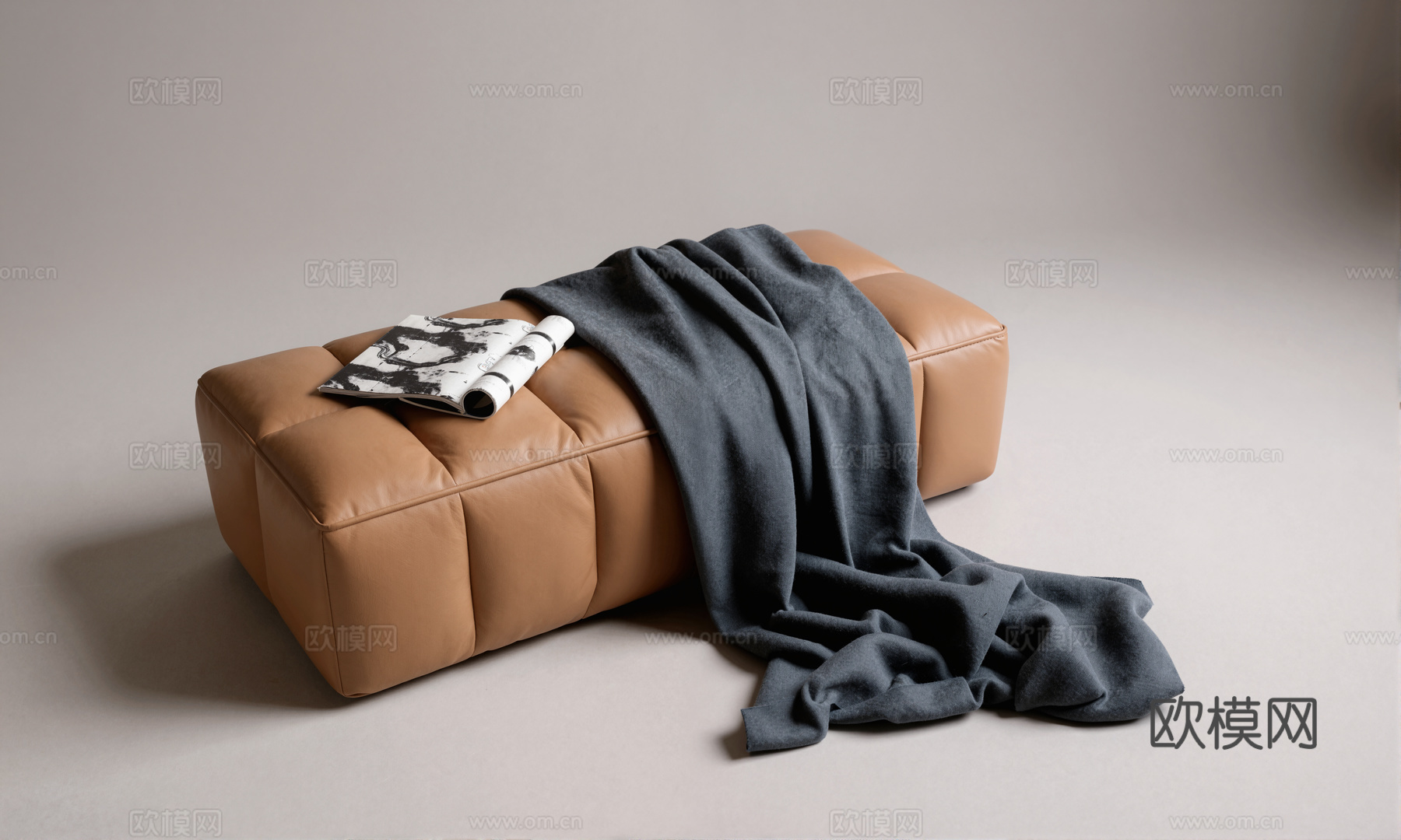 现代床尾凳su模型