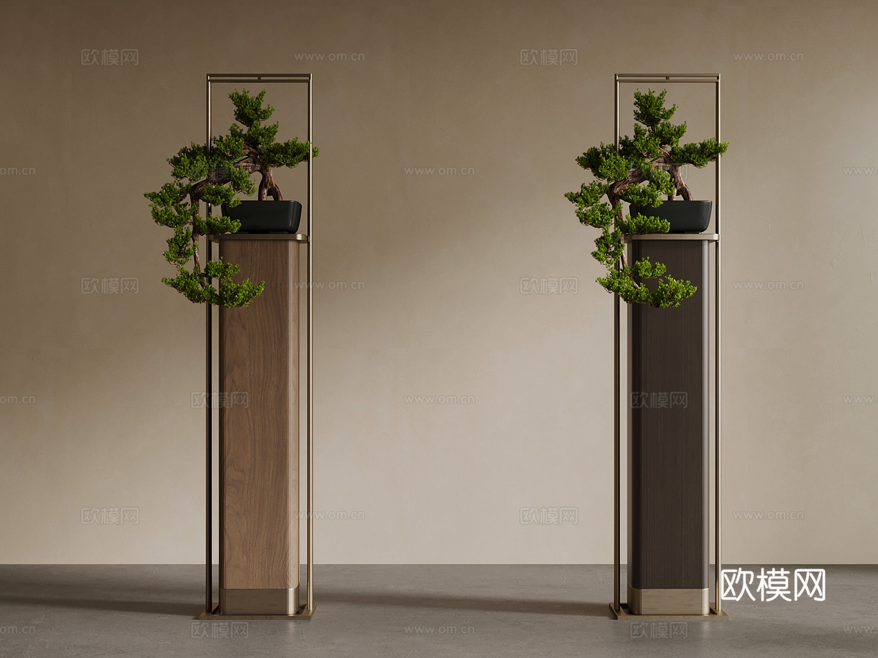 新中式花架 装饰架su模型