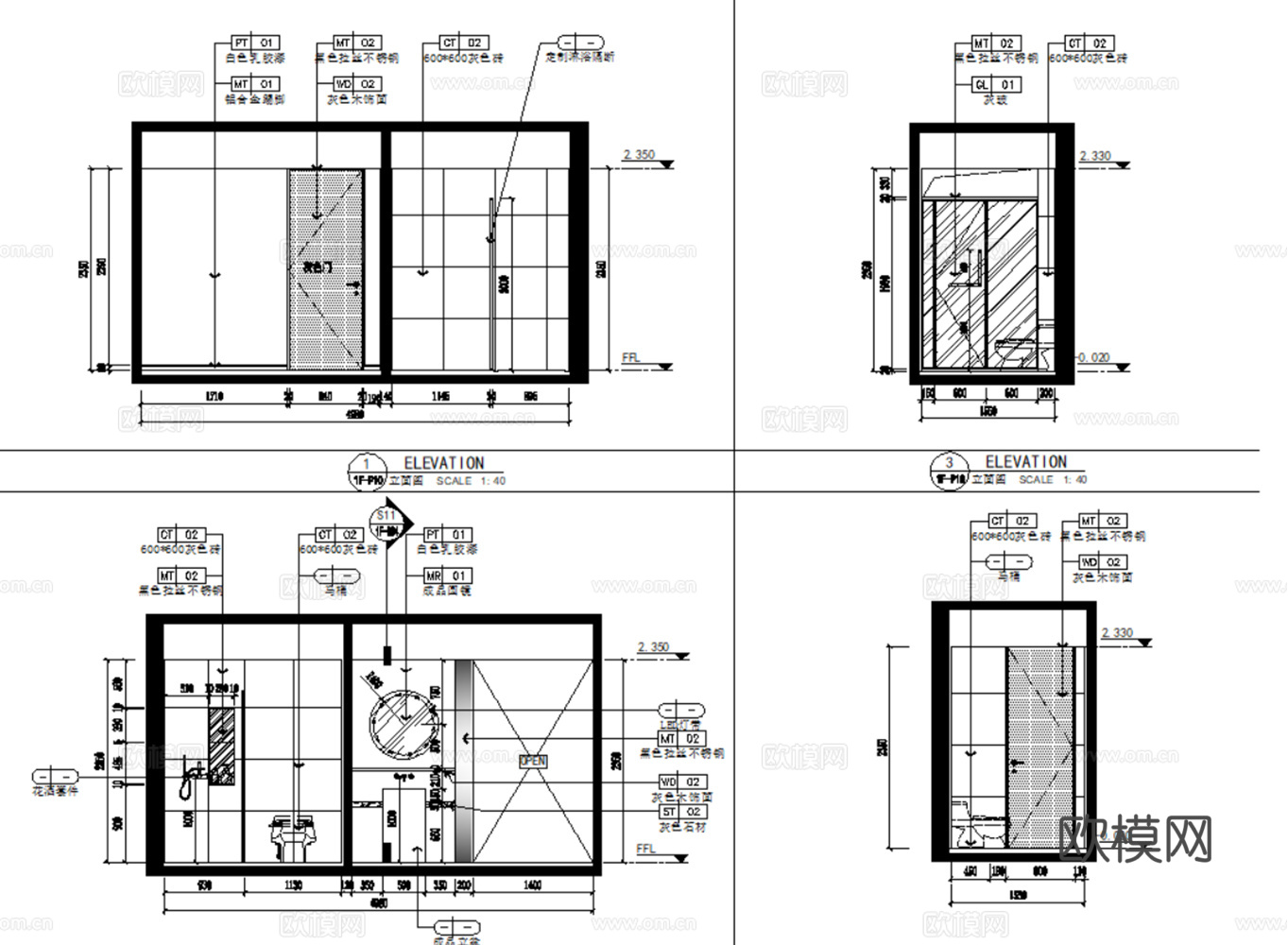 10套现代简约轻奢样板间别墅复式大平层CAD施工图附效果图cad施工图