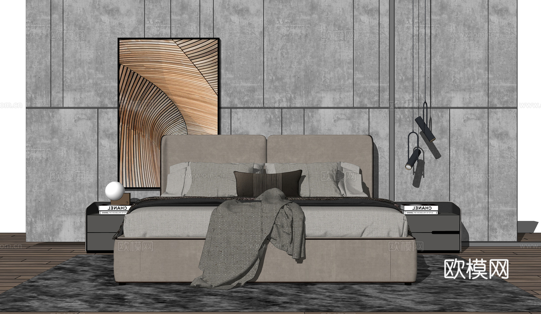 现代卧室su模型