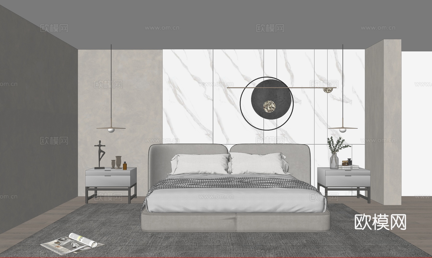 现代卧室su模型